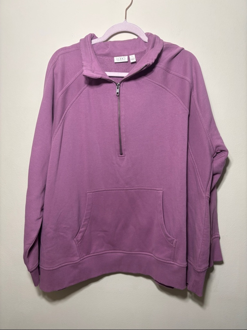 LOGO by Lori Goldstein Lavender Half-Zip Hoodie